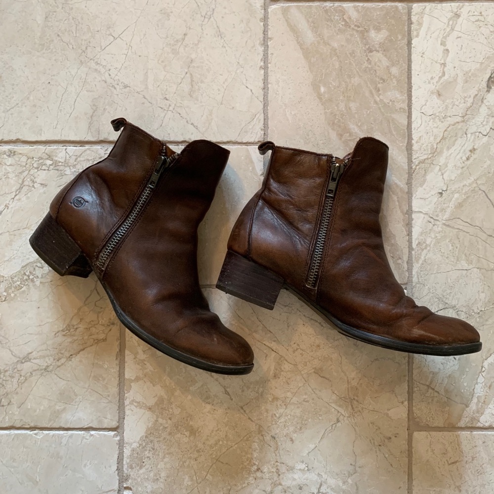 Born Brown Leather Ankle Booties